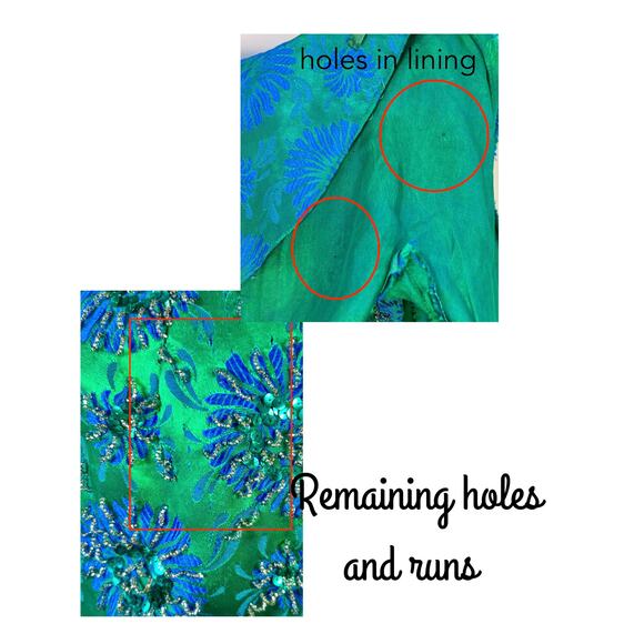 Elegant Green Floral Midi Dress vintage 60s - Picture 6 of 7